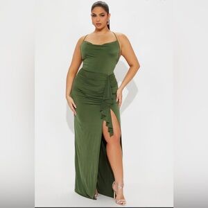 Vanessa Ruffle Maxi Dress - Olive